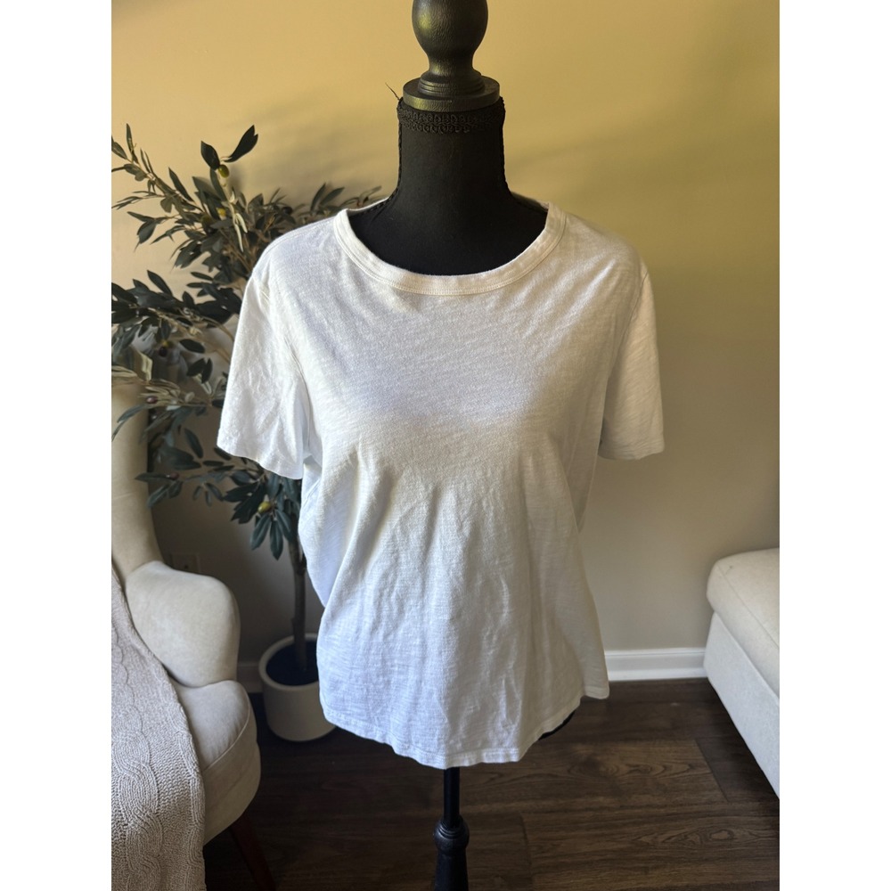 Old Navy EveryWear White Slub Knit Crew Neck Short Sleeve T-Shirt Womens Large